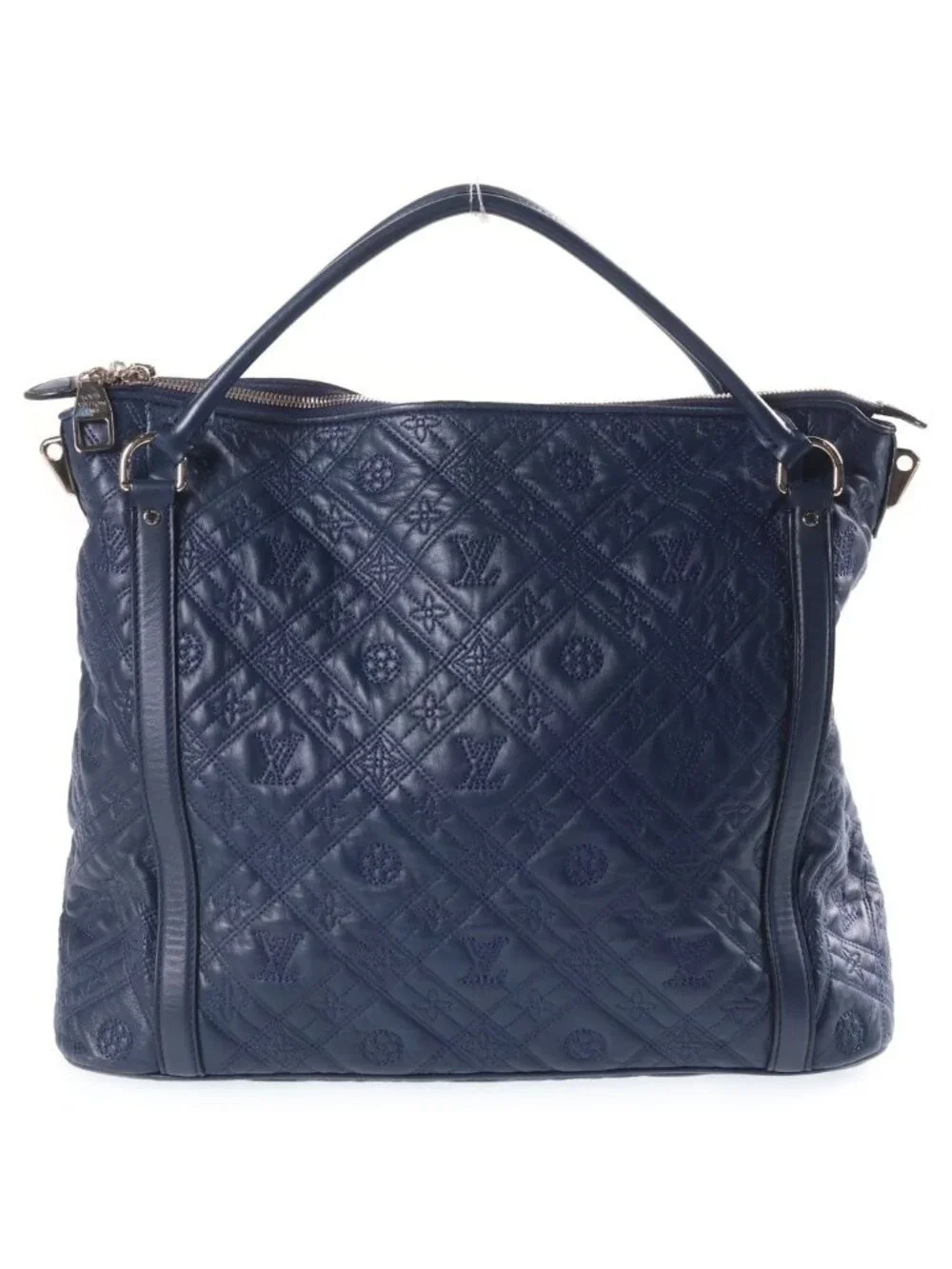 Louis Vuitton Monogram Antia Ixia MM 2-Way Shoulder Bag Navy Leather Silver